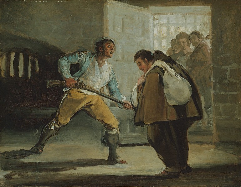 El Maragato Threatens Friar Pedro de Zaldivia with his Gun (El “Maragato” amenaza con un fusil a fray Pedro de Zaldivia)